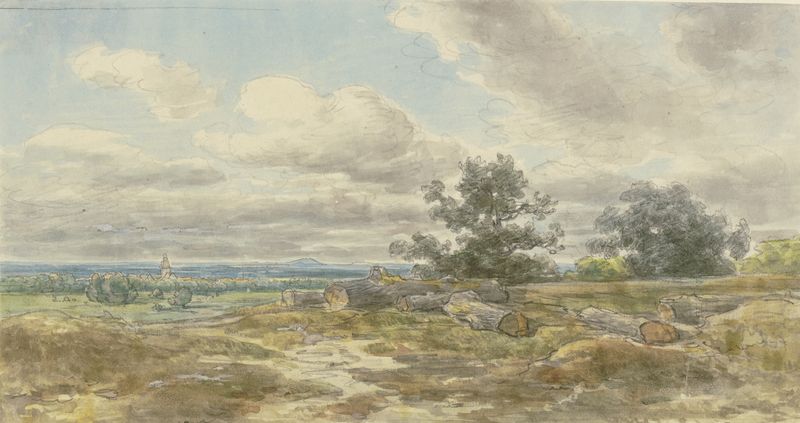 Landscape with severed tree trunks by Anton Burger, medium unknown