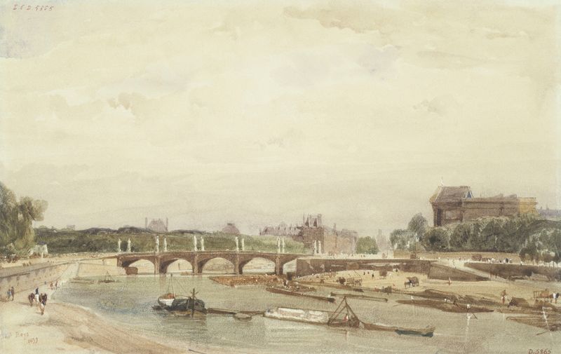 Le pont de la Concorde vu du Cours de la Reine, óleo de Thomas Shotter Boys