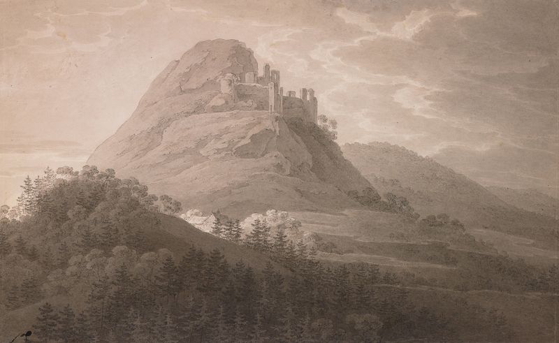 Landscape showing hills and clouds by Adrian Zingg, c. 1802