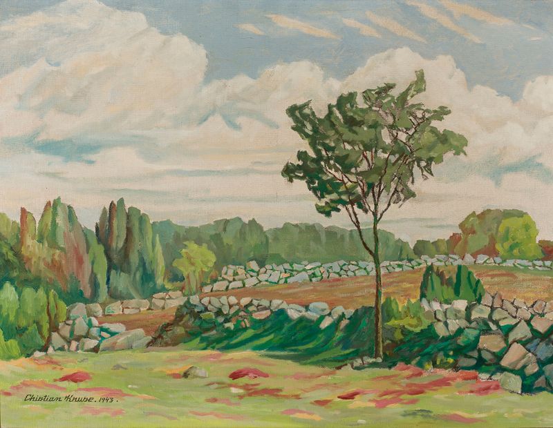Paisaje de Christian Kruse, expresionismo, que representa un horizonte con vegetación y cielo
