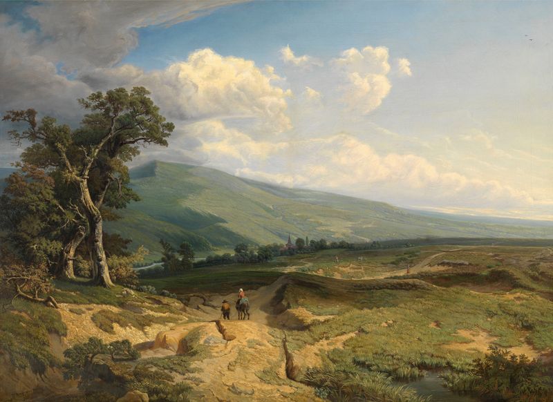 Landscape depicting a forest with bare trees by Jean Baptiste Kindermans