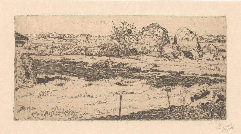Landscape of grassland with hayhoppers by Pieter Dupont, oil painting