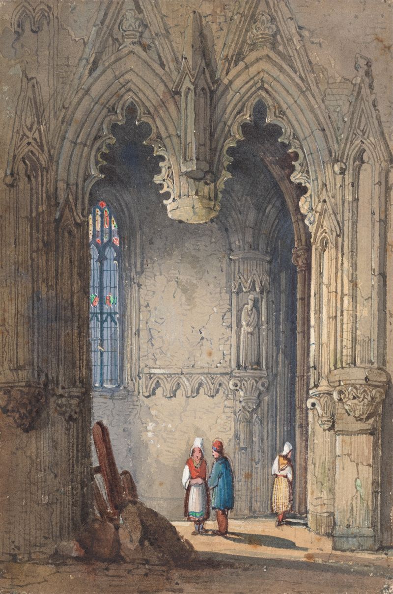 The Church of St. Laurent, Rouen by John Skinner Prout, watercolor on paper