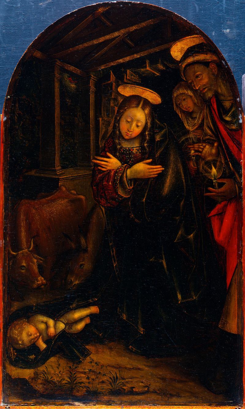 A Adoração do Menino Cristo, óleo sobre painel de Defendente Ferrari