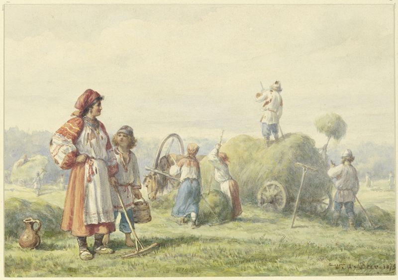 Hay harvest in Russia, oil painting by Wilhelm Amandus Beer