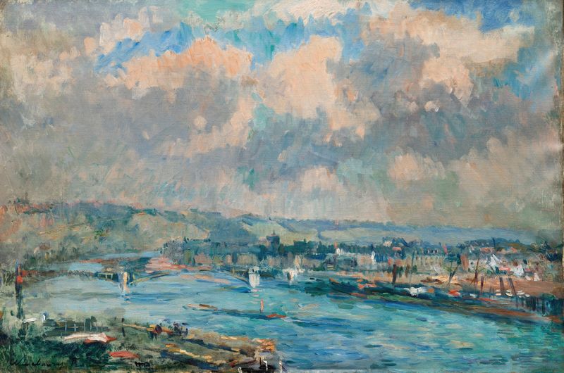 Rouen, le Faubourg Saint-Sever et le pont Boieldieu, oil on canvas by Albert Lebourg