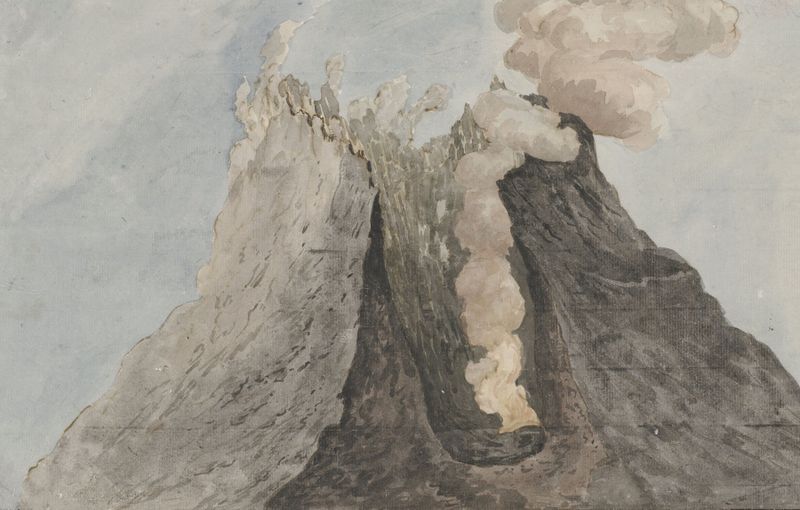 Paisaje de un cráter volcánico de Willem Carel Dierkens, pintura al óleo