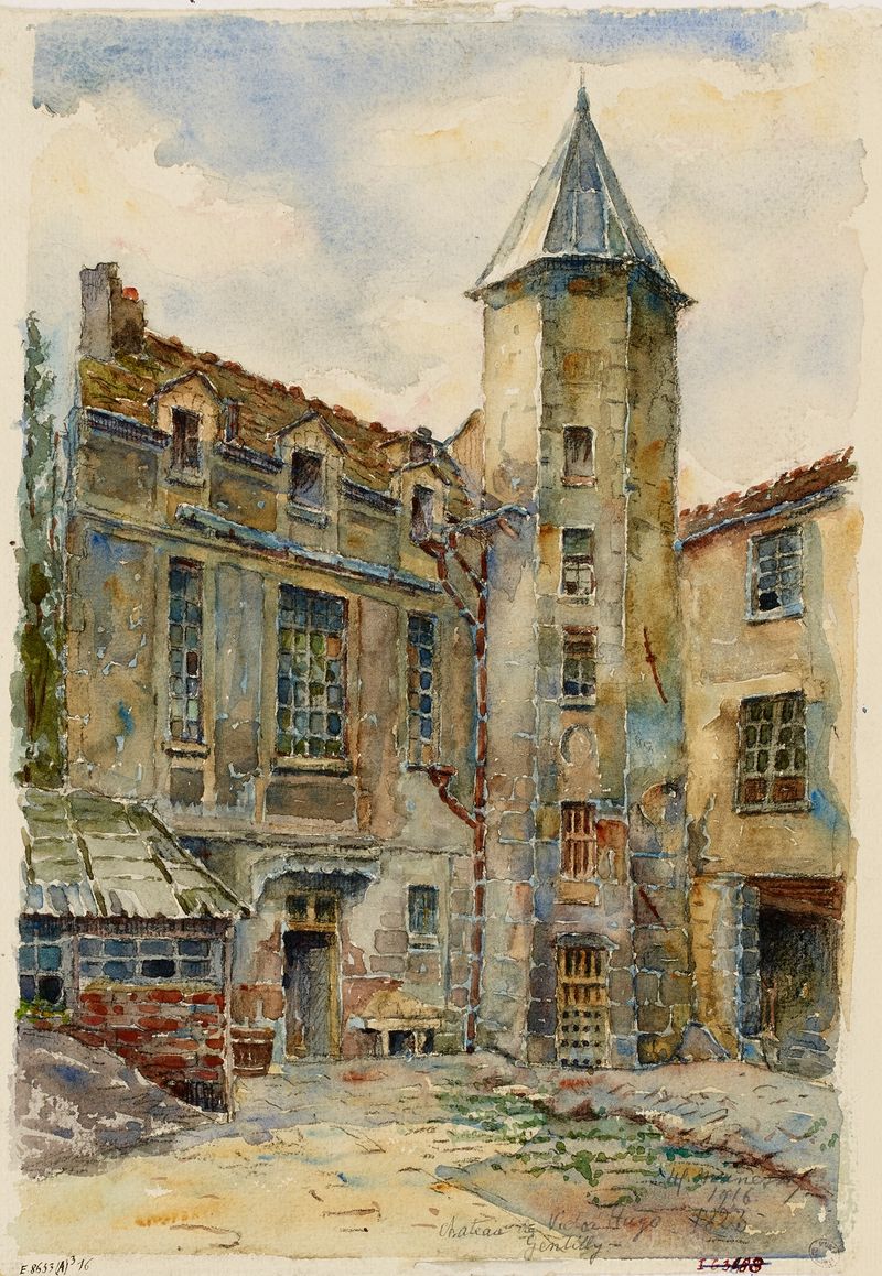 Paisaje de Le petit château de Victor Hugo à Gentilly, óleo sobre lienzo de Georges-Henri Manesse