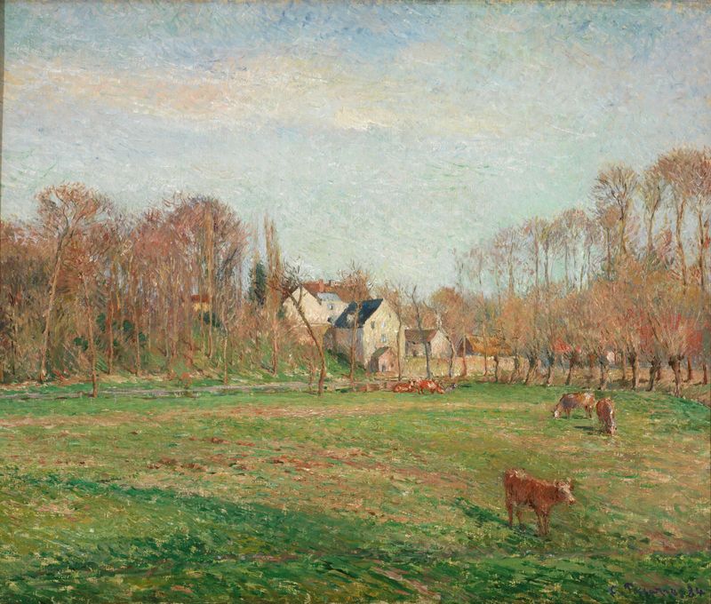 Campo y Molino en Osny de Camille Pissarro, óleo que representa un paisaje rural con un molino.
