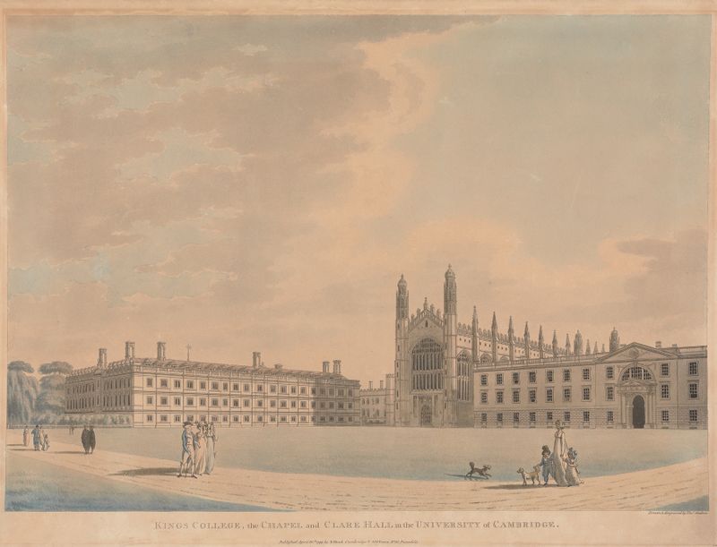 Gothic architecture of Kings College Chapel and Clare Hall by Thomas Malton the Younger