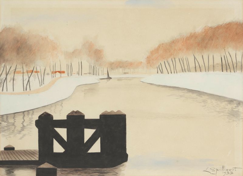 Landscape with dark waters, oil painting by Léon Spilliaert