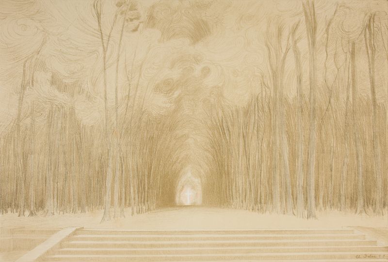 Religious artwork by Charles Marie Dulac, depicting Christ with a halo and gold leaf, 1894.