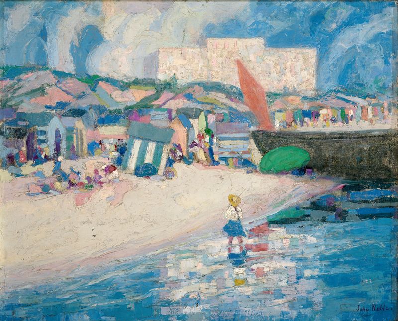 Baixa Mar de John Noble, impressionismo, retratando uma costa serena na baixa-mar