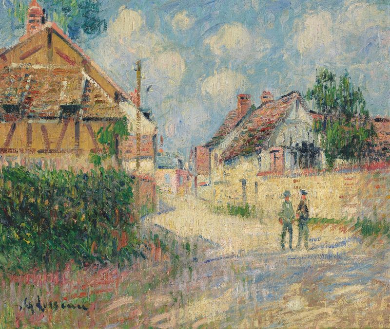 La route de Tournedos, pintura al óleo de Gustave Loiseau que representa un camino sinuoso con vegetación exuberante.
