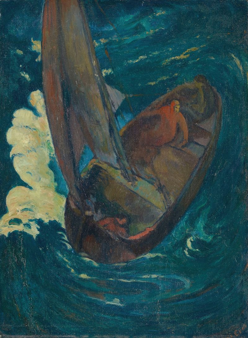 Homme dans une barque de Georges Daniel de Monfreid, pintura a óleo que retrata um homem em um barco na água.