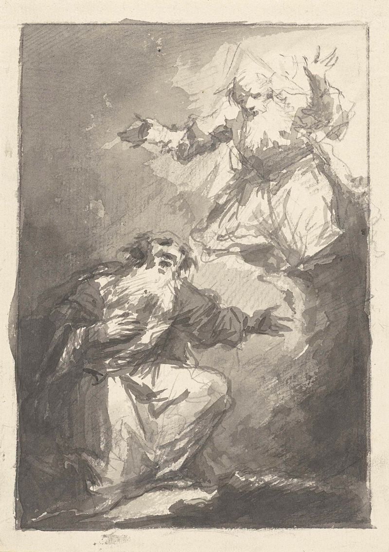 Religious oil painting by Johann Georg Trautmann depicting divine light and revelation.