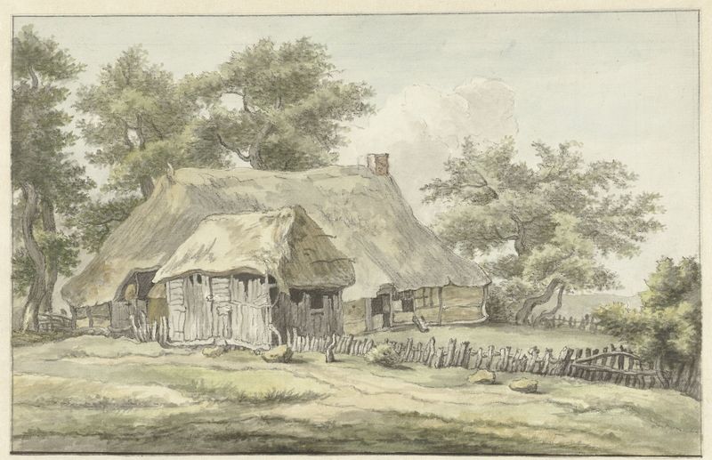 Landscape of Boerderij te Eext, Drenthe by Egbert van Drielst, oil painting