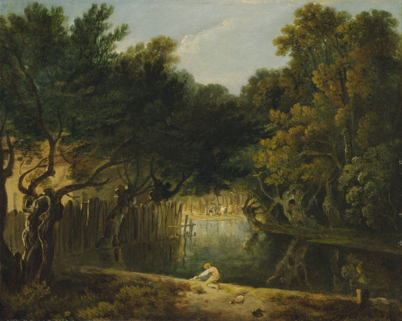Landscape of trees and sky in Richard Wilson's oil painting