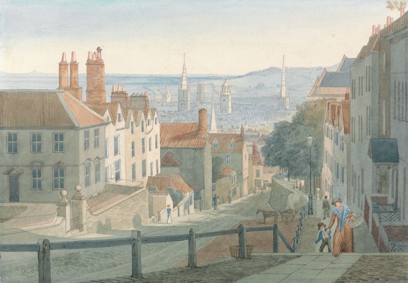 Landscape of St. Michael’s Hill, Bristol by Samuel Jackson, oil painting