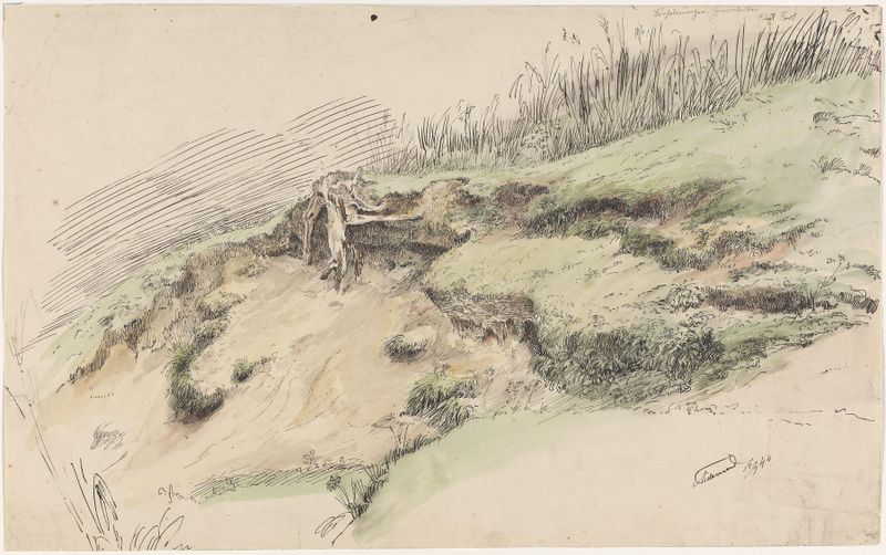 Sandskrent by Adolph Tidemand, oil on canvas depicting a solitary figure in a rugged landscape.