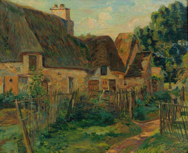 Paisaje óleo de Armand Guillaumin con colores vibrantes y naturaleza.