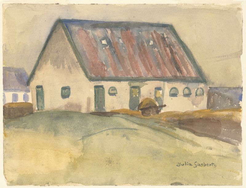 Paisagem de Julia Giesberts, expressionismo, retratando flores silvestres contra um céu tempestuoso