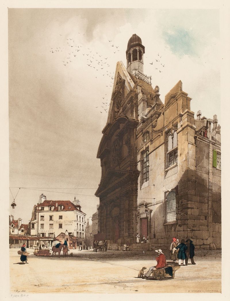 St Etienne du Mont, París de Thomas Shotter Boys, óleo que representa la arquitectura de la iglesia.