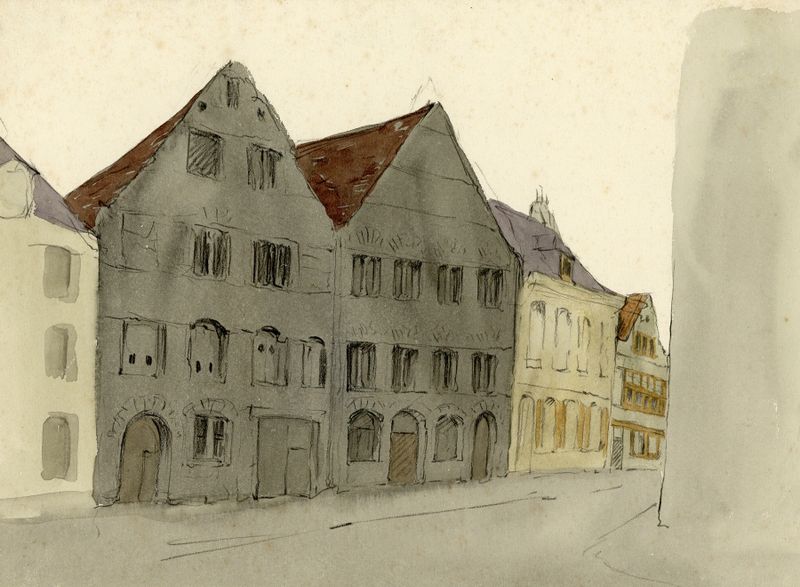 Paisagem de Post-Impressionismo de Alfred Ost com casas e sombras