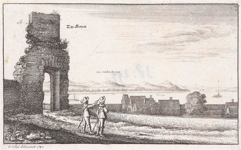 Paisagem com colinas e rio, gravura de Wenceslaus Hollar