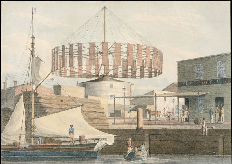 Circular Mill, King Street, New York, watercolor on paper by John William Hill