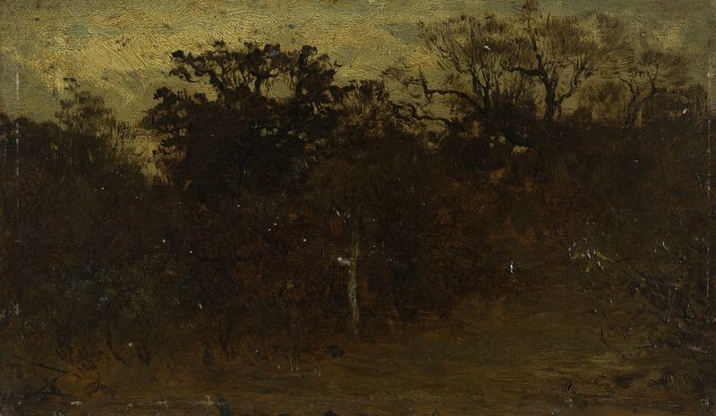 Coin de forêt de Félix Ziem, óleo sobre tela que retrata um tranquilo bosque.