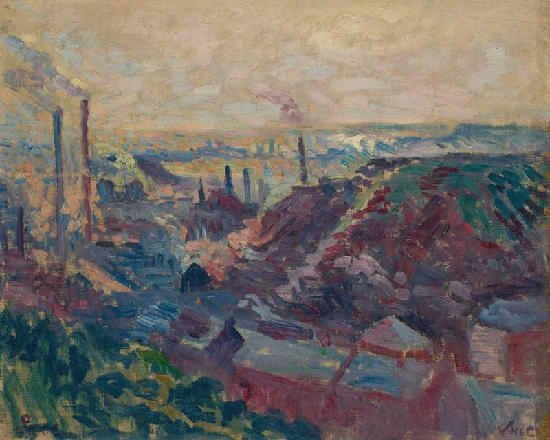 La Vallée Industrielle de la Sambre de Maximilien Luce, pintura al óleo que representa un paisaje industrial.
