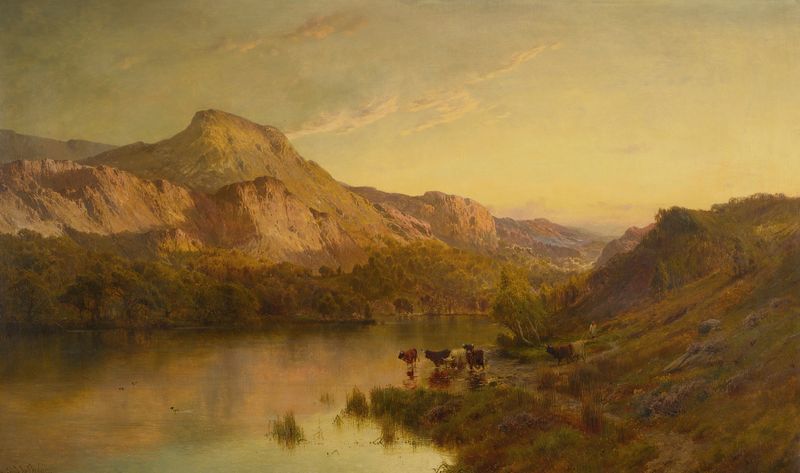 Paisagem com montanhas e céu, pintura a óleo de Alfred de Bréanski