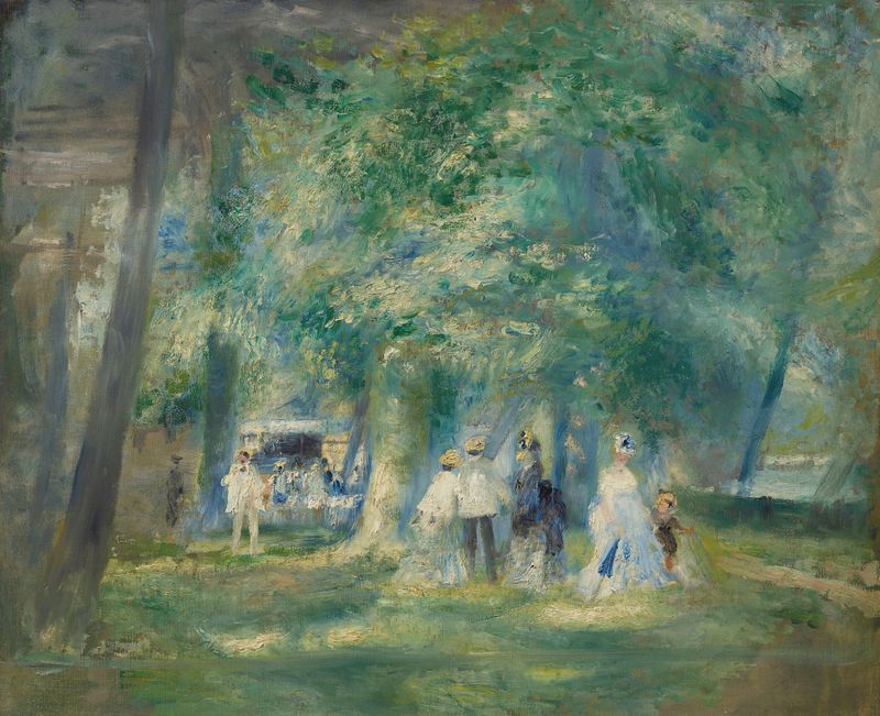 La fête à Saint-Cloud de Pierre-Auguste Renoir, óleo de una alegre reunión bajo los árboles.