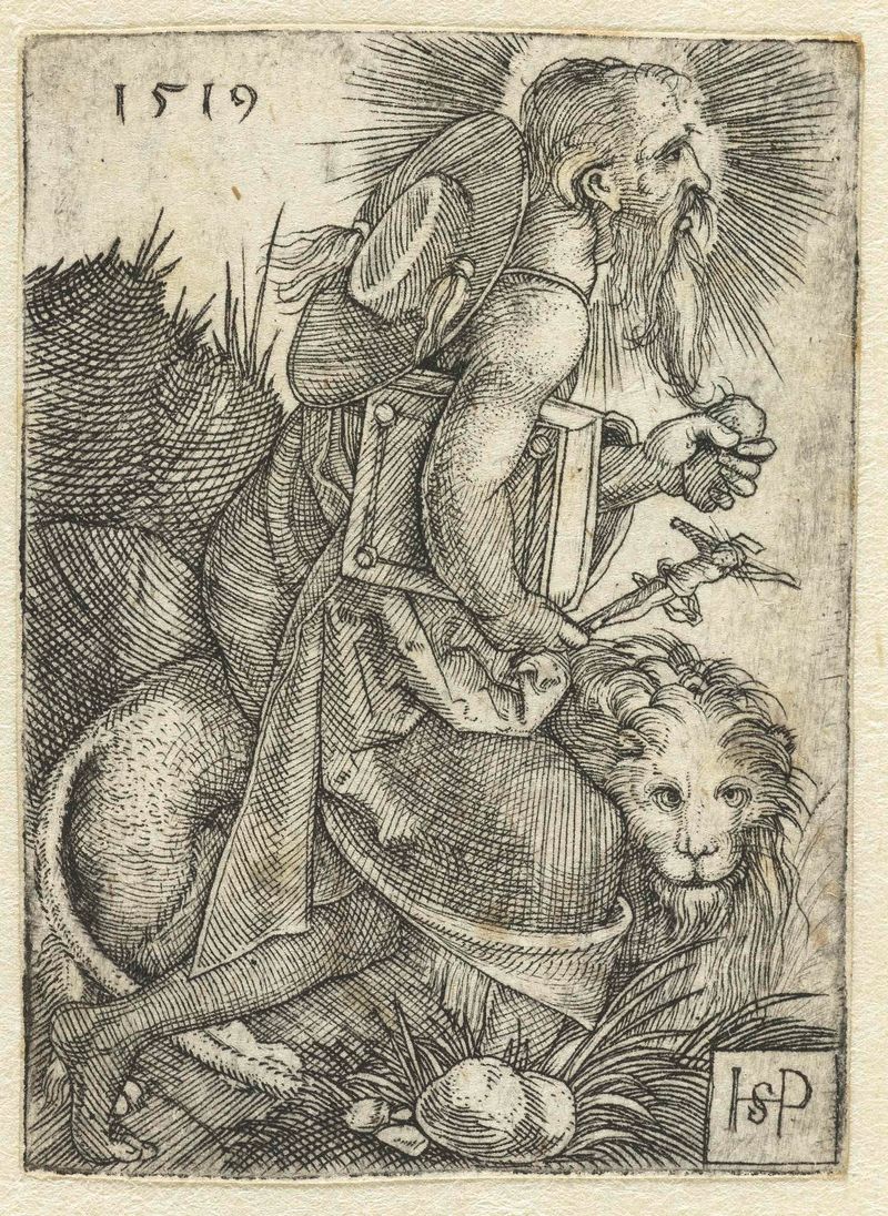 São Jerônimo no deserto, gravura de Hans Sebald Beham