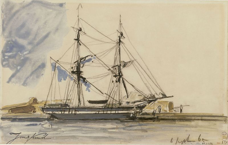 Velero en el agua, óleo sobre lienzo de Johan Barthold Jongkind