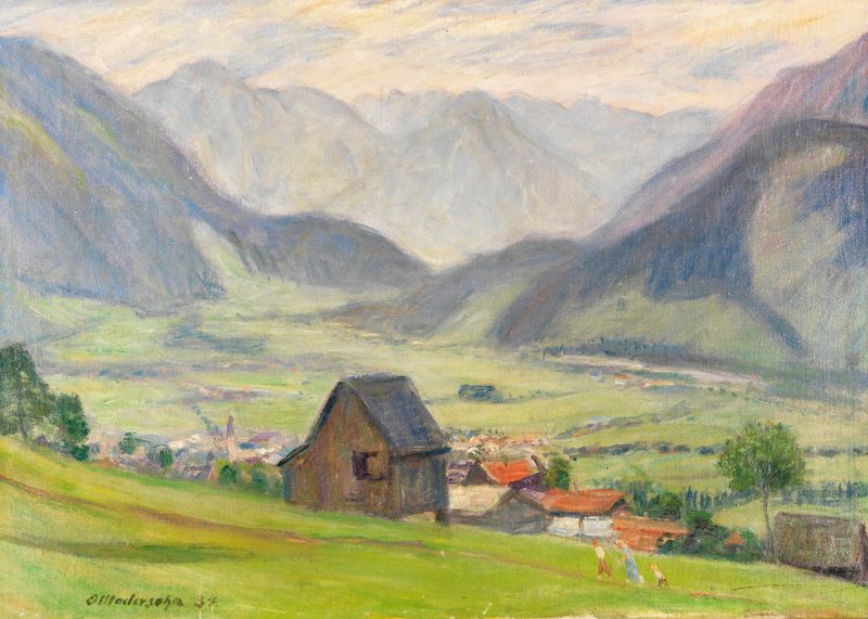 Paisagem de um vale em óleo sobre tela de Otto Modersohn