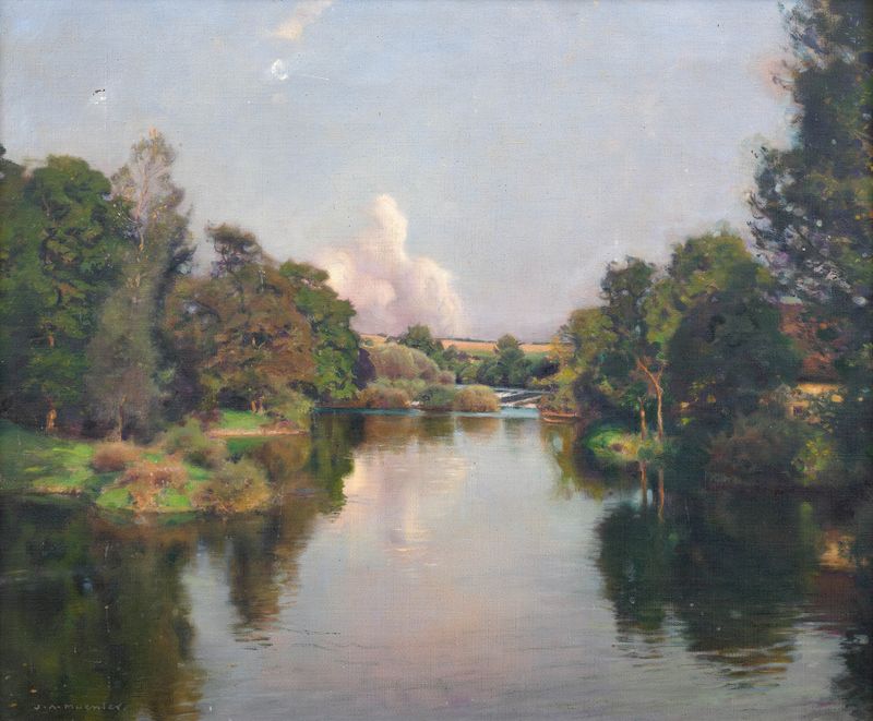 Paysage de rivière by Jules Alexis Muenier, realism, depicting a tranquil river and serene landscape.