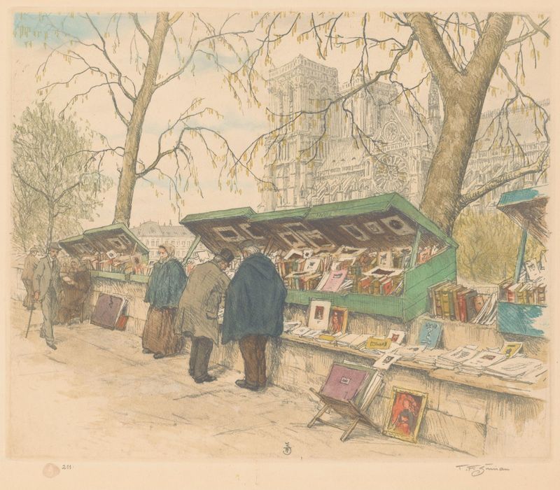 Boekenkramen op de Quai de Montebello, óleo sobre tela de Tavík František Šimon
