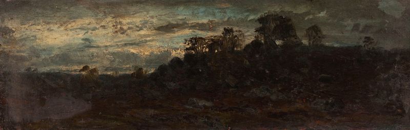 Paisaje que representa un atardecer sobre un río de Félix Ziem, siglo XIX