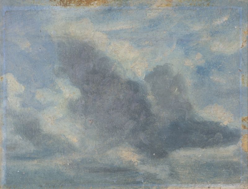 Sky Study by Lionel Constable, oil on canvas depicting a tranquil sunset landscape.