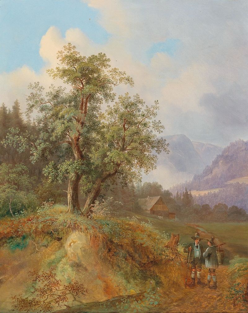 Portrait of two figures in soft light by Joseph Jonas, Romanticism