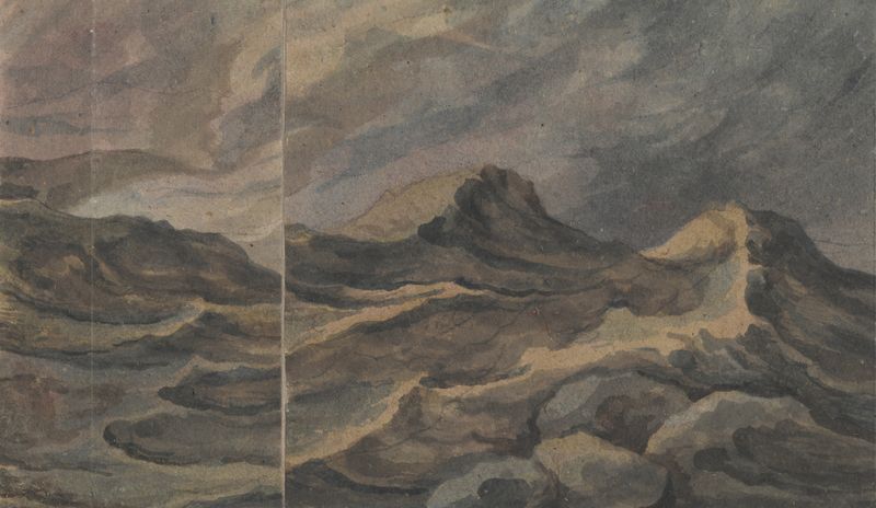 Paisagem com a Torre de Babel de David Humbert de Superville, meio desconhecido.