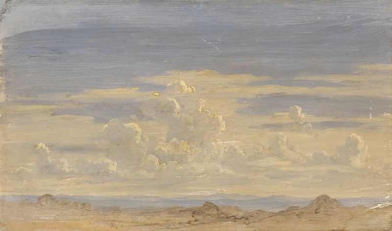 Wolkenstudie de Gustav Friedrich Papperitz, óleo sobre lienzo, que representa un cielo turbulento lleno de nubes.