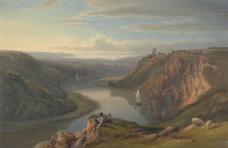 Paisagem de The Avon near Bristol por Samuel Jackson, pintura a óleo