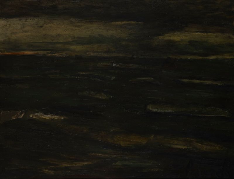 Seascape by Constant Permeke, oil on canvas, featuring dark waters and expressive waves.