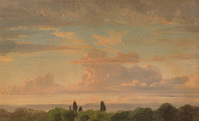 Landschaftsstudie in der Abenddämmerung by Gustav Friedrich Papperitz, oil painting depicting twilight landscape.