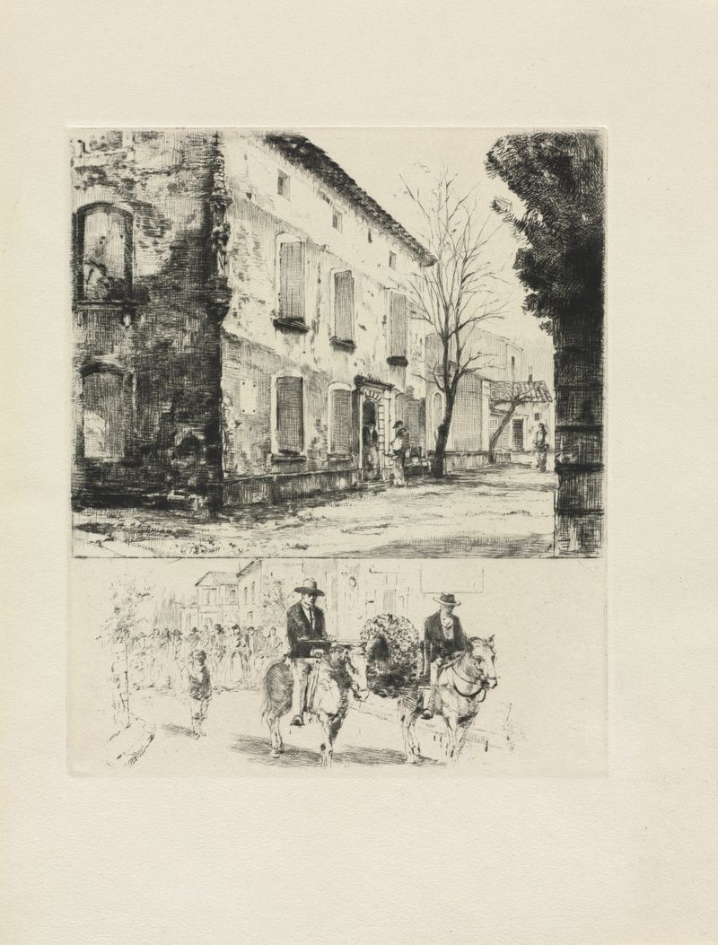 Figurative ink drawing by Auguste Brouet depicting a silhouette immersed in thought