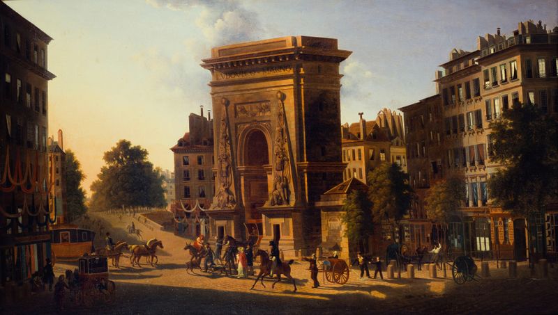 Architecture of La Porte Saint-Denis by Alexandre Pau de Saint-Martin, oil painting