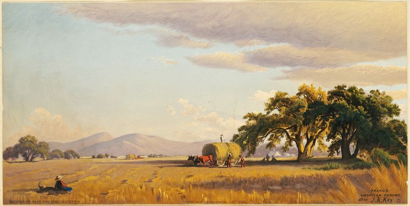 Cena de colheita na Califórnia, pintura a óleo de John Ross Key